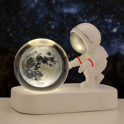Fascini Astronaut Night Light Little Prince Crystal Ball Luminous Base Desktop Ornament Birthday Gift Beloved Astronaut-Solar System Gift Box