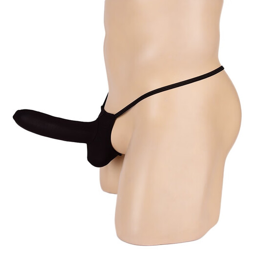 Men's sexy underwear ultra-thin transparent ice ribbon set thong men's T-pants men's see-through sexy underwear black one size fits all opening