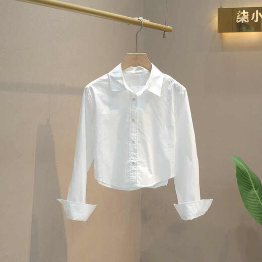 米诗德150小个子衬衫女短款纯棉春秋长袖矮个子外穿上班衣服雪纺衬衣 黄色纯绵 867 M