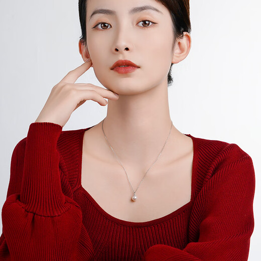 Tahiti akoya pearl pendant 18K gold diamond seawater pearl necklace for girlfriend akoya 8.5-9mm +925 silver chain