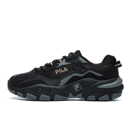 FILA official dad shoes for men and women, shock-absorbing running shoes, sports shoes, Predator 2 men's shoes, black/medium gray-BM 42