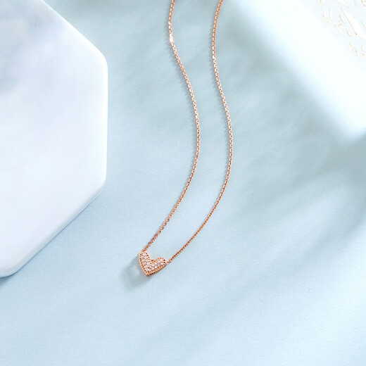 Chiba Jewelry 18k Gold Diamond Pendant New Sweet Little Heart Simple DIY Neck Jewelry for Girlfriend’s Birthday Gift 18K Gold Diamond Pendant/Rose Gold
