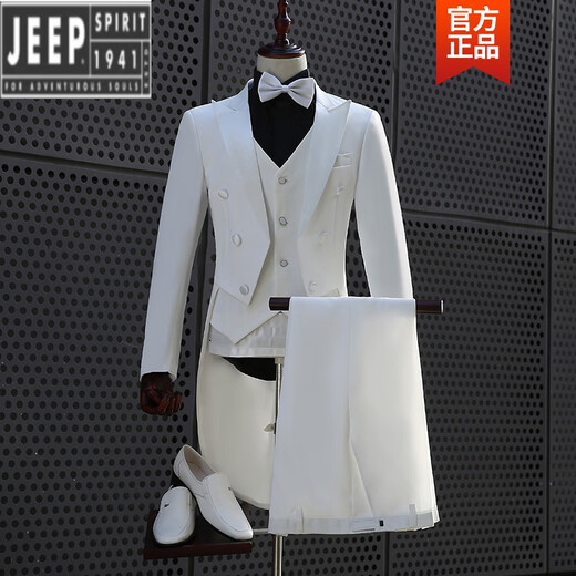 Jeep (JEEP) light luxury tuxedo dress suit groomsmen outfit male host costume magician stage performance tuxedo for men black tuxedo + pants + girdle + bow tie M Height 170 Weight 120 Jin Jin is equal to about 0.5 kg