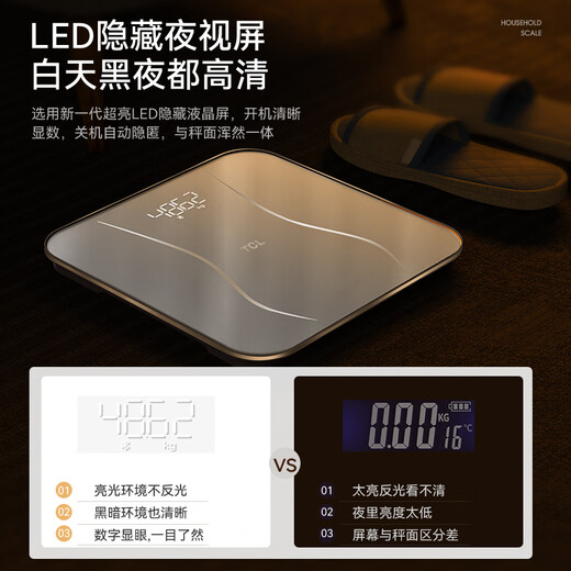 TCL Weight Skala Intelligent Body Fett Skala Haushalt kleiner Präzision elektronischer Skala menschlicher Gesundheitsmesser Gewichtsverlust USB-Lademodell [Weiß] 81 Körperfetttests/Präzision 0,05 kg/Raumtemperaturmessung
