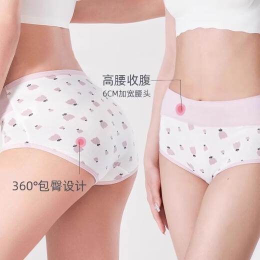 GPHF日本初中生内裤女全棉抗菌中高腰14岁青春期少女高中学生可爱透气 6227+6206共8条 8条 L 90-110斤