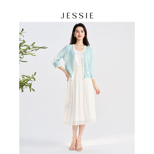 Jessie modische altersreduzierende kontrastierende Farbe V-Ausschnitt Strickte Strickjacke für Frauen Frühling neuer Stil Green S
