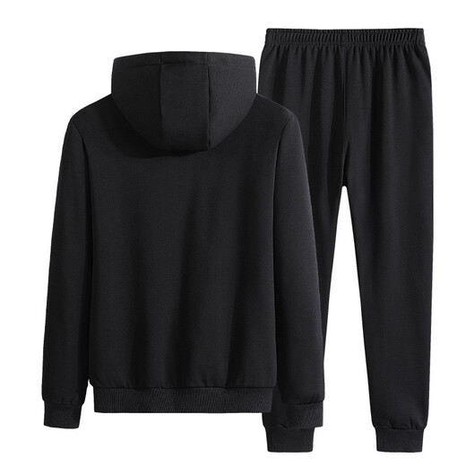 Jiejiamengko Marke Cotton Hooded Sweatshirt Binding Hosen Anzug Männer Lose großer Farbe Casual Sports zweiteilige Männer Schwarz Binden 9930 xl