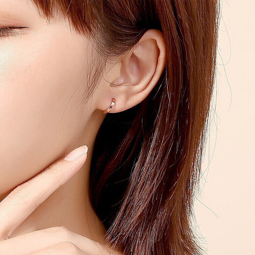 Safir 18K gold earrings for women, rose gold interlocking double hoop earrings for girlfriend, one pair, price - K red