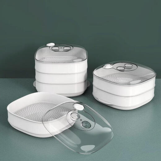 JZ Galanz microwave steamer special heating steam box household steam box multi-functional food grade thickened steam with lid two layers thick white