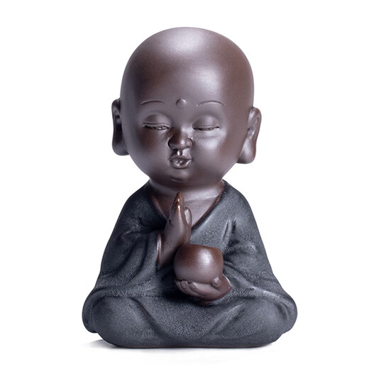 Jiuzao purple sand tea pet creative ornaments boutique four novice monks tea ceremony tea art tea tray accessories decoration jewelry black gold sand-four no set/CYY