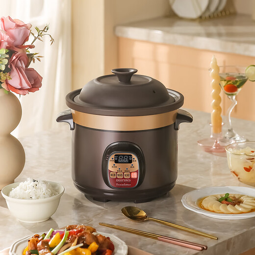 Royalstar Electric Stew Pot Fully Automatic Soup Ceramic Purple Clay Pot Household Large Capacity Intelligent Scheduled Electric Stew Cup Porridge Electric Casserole Slow Cooker Soup Pot Stewing Pot Mechanical Model Manual Turn Off 3.5L (3-4 People)