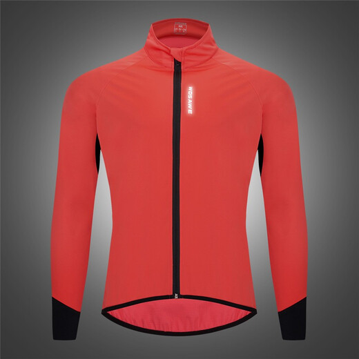 WOSAWE Spring and Autumn Cycling Jacket Long Sleeve Top Windproof Warm Mountain Bike Outdoor Sports Leisure Bicycle Clothes Orange-Red Jacket-BL275 3XL (suitable for 195Jin [Jin equals 0.5 kg] or above)