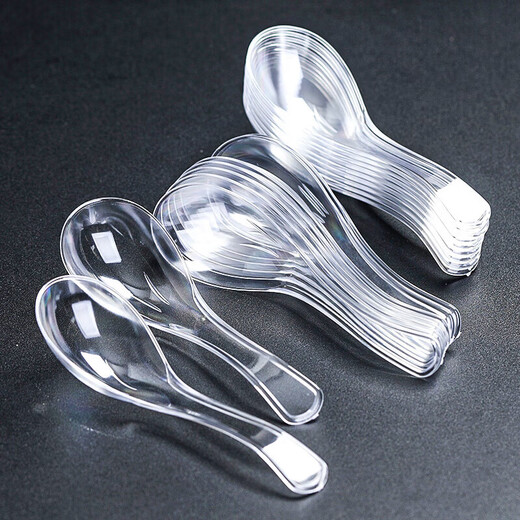 MULTIPOTENT disposable 20ml crystal spoon dessert spoon Chinese porridge spoon spoon plastic small rice spoon 20 pieces Jia Shengya series