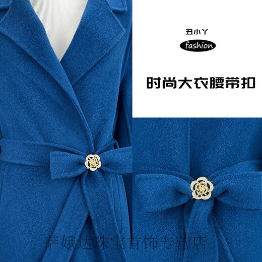 KERLA embellished coat belt with knotted buckle silk scarf buckle elegant rose small square scarf multi-functional large golden rose three-piece set