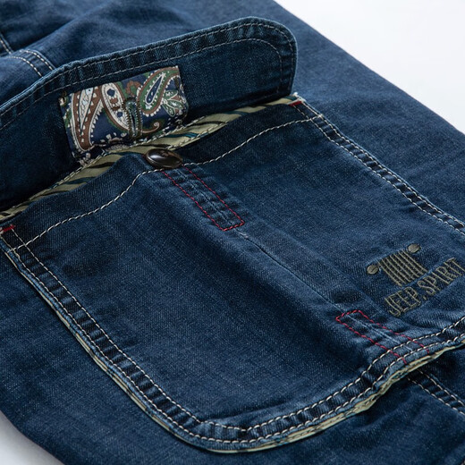 Jeep Spirit Jeep Denim Shorts Hombres Mid-Wists Mid-Pants Mid-Pants Mid-Pants Pantalones de cultivo informales Summer NUEVO Producto 753 Blue oscuro 34