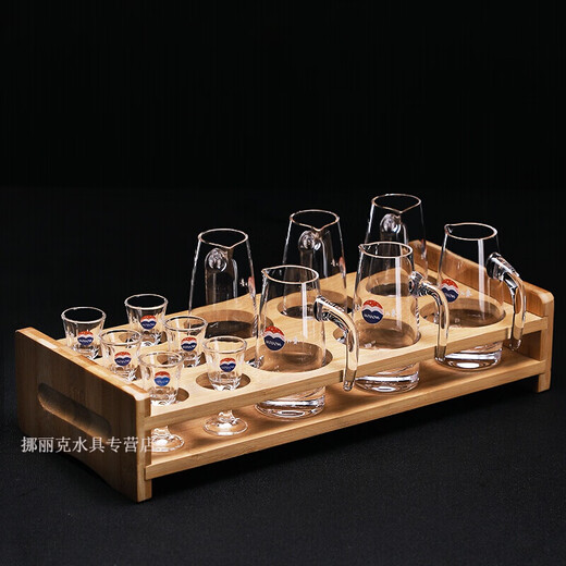 MARTIGUES small wine glass dispenser, one pot, one cup, wine set with logo, 10ml white wine glass, spirit glass, with label, 6 10mL, 6 80mL wine dispensers