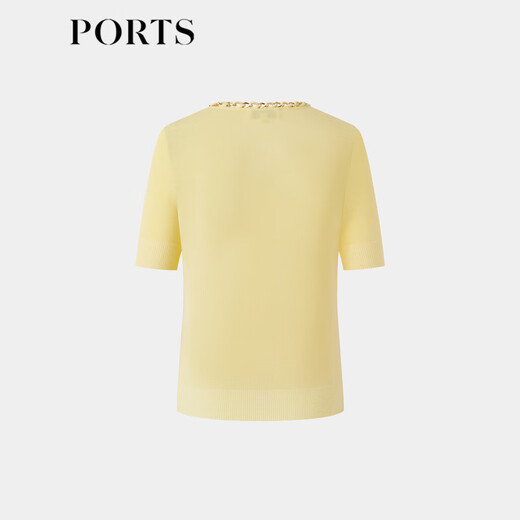 Ports baozi printemps et été de couleurs solides de nouveau femme à demi-sweat en tricot à manches lp8k723uke015 Dawn Yellow XS