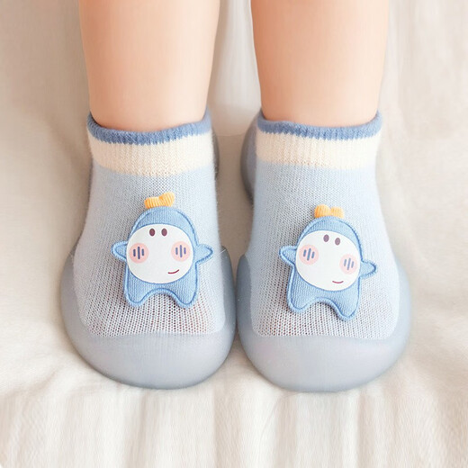 Tutu Dawen Baby Toddler Shoes Baby Floor Socks 0-1-2 Years Old Spring and Summer Children's Soft Bottom Drop-Out Indoor Early Education Cover Sky Blue 1 Pair One-size-fits-all Inner Length 12.5cm (Recommended 6-12 Months)