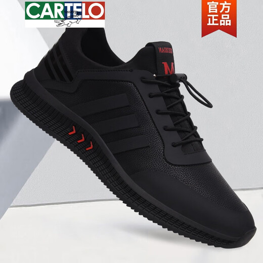 Cartelo Herrenschuhe Spring Trendy Schuhe 2024 Neue vielseitige Herren -Wanderschuhe lässig atmungsaktive Netzschuhe Männer Leder schwarz 9852 Schwarz 38