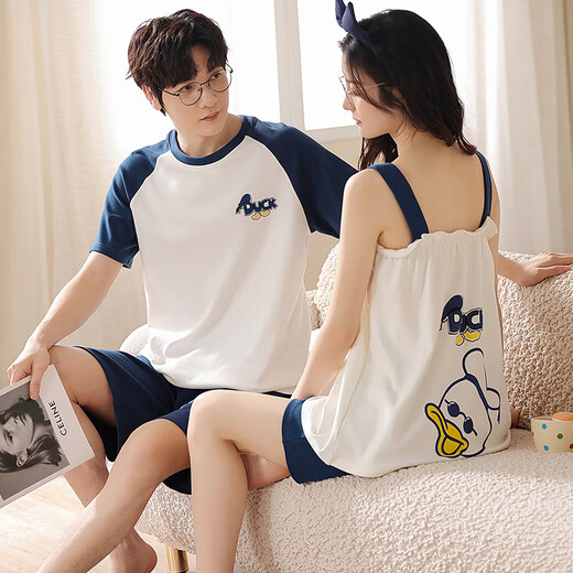 Vom Herzen reines Baumwollpaar Pyjama für Frauen im Sommer kurzärmelige Heimkleidung für Männer Pyjama für Sommer koreanischer Stil lässiger Hauskleidung Anzug O 9906 L Männer [Größe 165-175 Gewicht 120-140jin [Jin gleich 0,5 kg]]