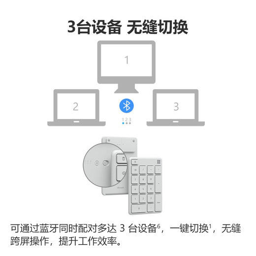 Microsoft Bluetooth numeric keypad Elegant black Bluetooth keyboard Slim and portable Custom settings 3-screen switching Wireless office keyboard