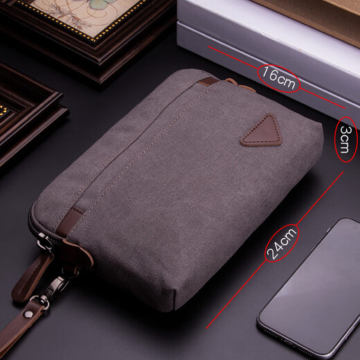 Cool Kangaroo Handbag Men's Clutch Men's Men's Men's Men'sbag Canvas grande capacité Business Casual Oxford Tissu Trendy Men's Sac Gray 24 * 16 * 3CM
