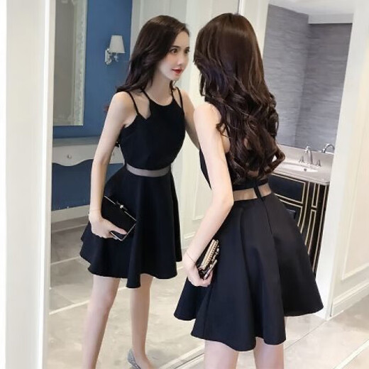 Yijingxuan 2025 new sexy women's Korean version of the short person inS wind skirt slim camisole dress summer night shop main picture M 90-105jin [equal 0.5 kg]