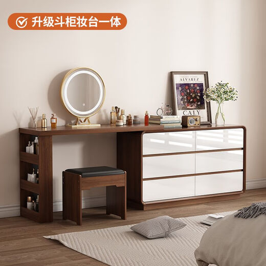 Xianqingyashe Drawer Cabinet Bedroom Storage Cabinet Living Room Wall Storage Cabinet Simple Modern Nine-drawer solid wood drawer cabinet at the end of the bed Nine-drawer cabinet + dressing table (stool included) Entry package installation