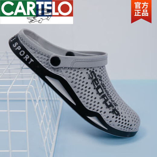 Cartelo Crocodile (Cartelo) Loch Schuhe Zwei tragen Männer Beachschuhe Herrenschuhen Sommerbeutel-Slip-Rutsch Sandalen Sandalen Tragen Männer Sandalen 3881 Schwarz 42
