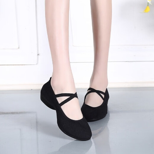 Xu Qixing Square Dance Shoes Женская новая мягкая мягкая ткань танцевальная обувь весна и осень четыре сезона танцевальные туфли с низкой каблукой танце