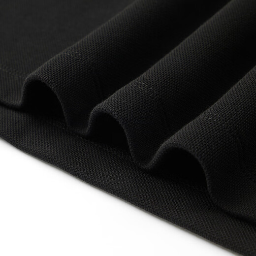 Qi Brand Antibacterial Long Sleeve Polo Shirt Men's Spring and Summer Thick Contrast Color Lapel Top Warm Velvet 1JT70110 Black L (175)