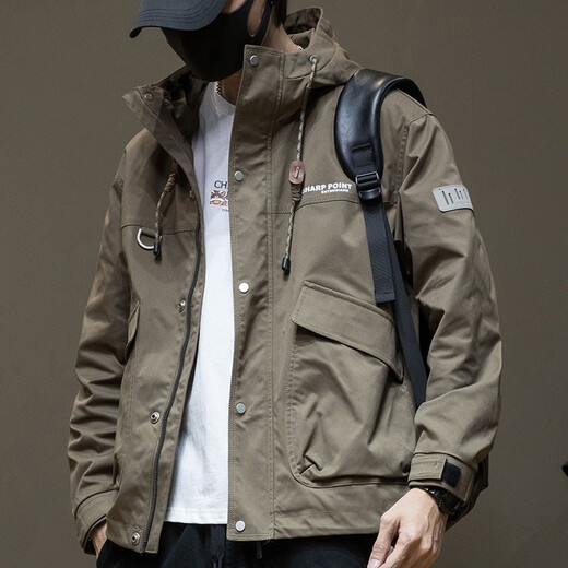 Romon Jacket Men's New 2024 Spring and Autumn Work Jacket Men's Autumn Fashion Brand Spring and Autumn Large Size Casual Men's Clothes 1502 Black Jacket 2XL Size