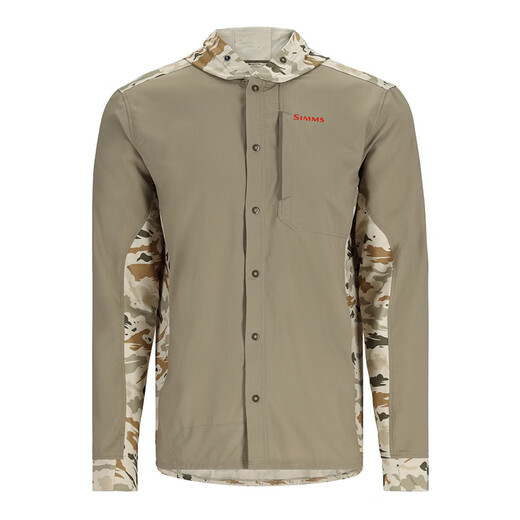 SIMMS HOODED CHIRTS MEN'S Spring and Summer Sun Protection Vêtements Intruder Fishing Sun Protection à manches longues Camouflage de pierre décontractée