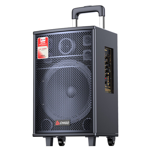 CHIGO square dance Bluetooth speaker subwoofer outdoor large volume outdoor karaoke sound card audio playing and singing 18-inch luxury version + wireless microphone X1 + 32GU disk