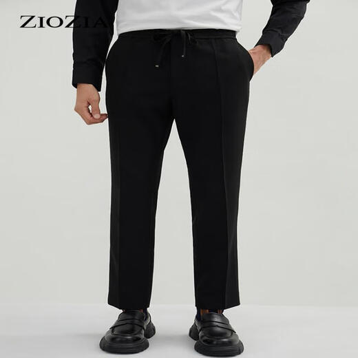 ZIOZIA【九牧王旗下】春季时尚休闲修身男士青年商务纯色长裤ZPP11162B 黑色 74/165 74A