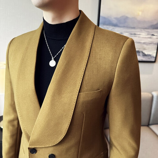 JESSONS DOUBLE BREAGE GREEN FRUTS COLLAR SUIT SUIR BUSING HEMS HEMSE BUSING CONCUTER ROBE SIMP MEMS SUIT MEN SUIS noir (costume + pantalon + C6623 Shirt White) L