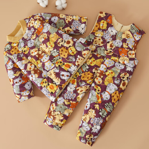 Mianguduo Infant and Toddler Purely Handmade Cotton Jacket and Overalls Set Children's Cotton Clothes and Pants Autumn and Winter Thickened Cotton Clothes Two-piece Set White Floral 80 Sizes (Suitable for 6-12 Months)