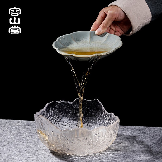 Rongshantang Tianqing Ru Kiln Ru Porcelain Pot Holder Mat Tray Begonia Justice Cup Small Dry Infusion Table Rattan Mat Tea Set Accessories Tianqing Ru Kiln Plum Blossom Pot Holder-Rattan Style