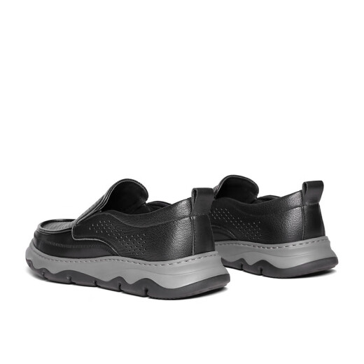 Belle Casual Shoes Men's Men's Summer Coue Cuir Punchable Business Business Casual Chaussures A1509BM3 Black 40