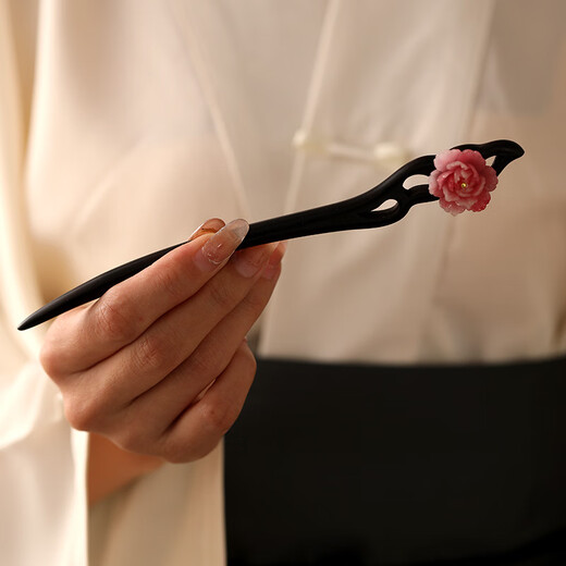 Su Shiliu Peony Flower Sandalwood Hairpin New Chinese Style Hairpin Daily Commuting Horse Face Skirt Ancient Style Hairpin Hairpin Headdress Gift for Women National Color and Heavenly Fragrance Peony Flower Sandalwood Hairpin