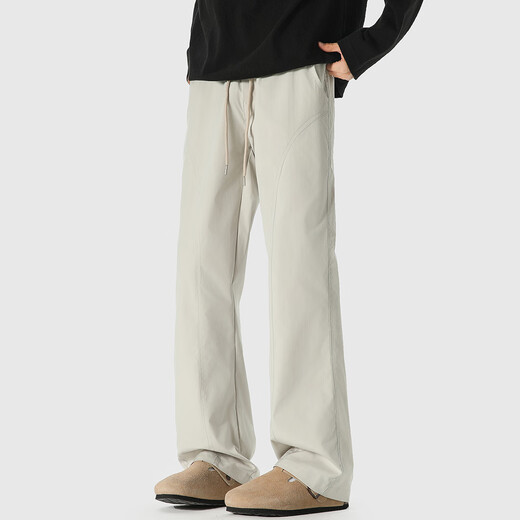 
FOG SKY casual pants for men's autumn drooping and slightly flared pants for trendy loose American diagonal pants for men's wide-leg outdoor straight pants YY-1105 m white regular S (recommended 95-105Jin [Jin equals 0.5 kg])