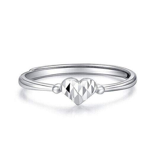 Safir platinum ring women's peach heart pt950 platinum car flower heart-shaped live mouth women's ring adjustable about 1.4 grams