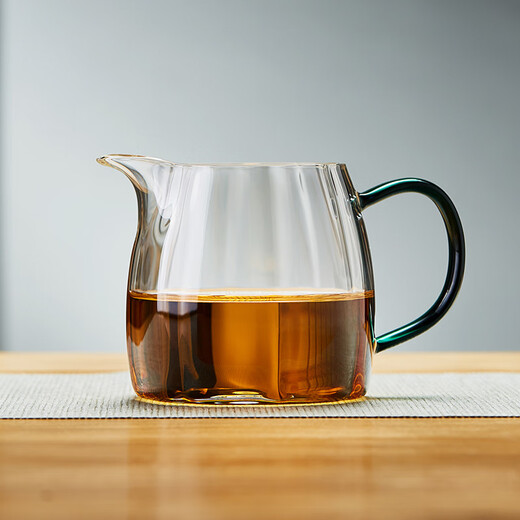 Green Changming glass fair cup with tea drain set male cup tea set tea ceremony accessories tea divider glass large capacity tea cup thickened green petal male cup 350ml