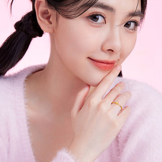 Saturday Fortune (ZLF) Gold Ring Women's Pure Gold 5G Gold Love Ring Heart Flower Road Release Price No. 11 - 1.66g