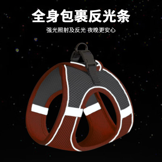 Youfan Meng Dog Rope Cat Leash Harness Collar Small and Medium-sized Dog Walking Anti-Escape Orange Gray Color Matching S Code