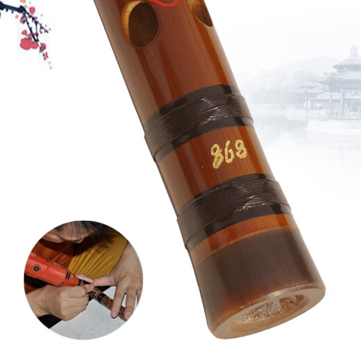 管子先生一节苦竹笛子精品横笛演奏考级初学民族乐器精制调音 D调+笛筒+5配件