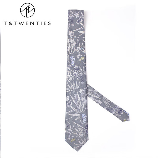 T&Twenties薄雾灰.优雅中国风男士领带正装品牌灰色真丝8cm手打款桑蚕丝复古 真丝领带+口袋巾+领带夹