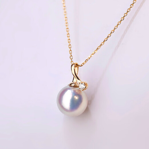 DR GRAFFCARNY natural Japanese akoya freshwater pearl pendant 18K flower bead goddess necklace clavicle chain gift 18K diamond goddess grade 7.5-8mm