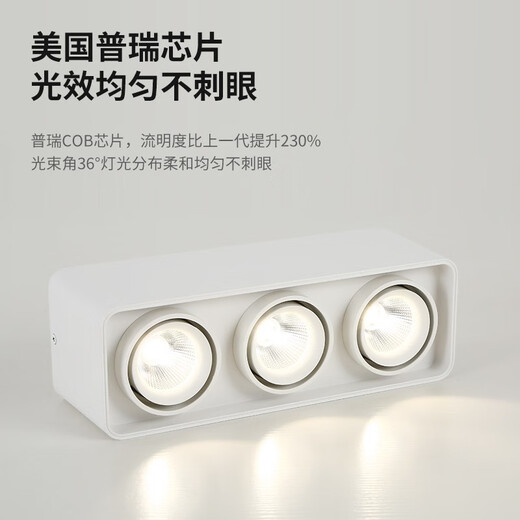 XMSJ明装筒灯米家智能高显指防眩光无主灯客厅照明吸顶灯广东中山灯具 9853四头白色40W暖光3000K