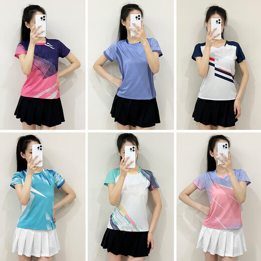 DUBLS新款羽毛球服男女短袖速干衣运动套装透气比赛训练服队服定制印号 G701B女白色+303黑裙裤 L